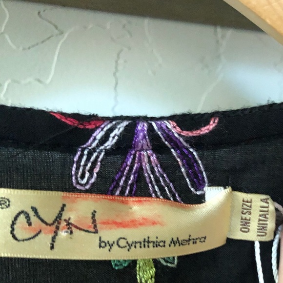 Cyn Cynthia Mehra|Boho floral embroidered black flowy dress with tassels•NWOT - Picture 11 of 15